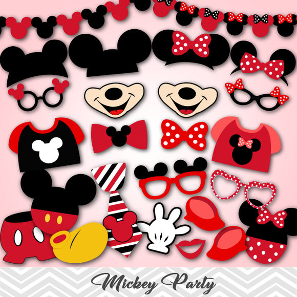 Mickey Photo Booth Props, Red Minnie Photo Booth Props, 0412