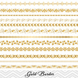 GOLD Border Clip Art, Flourish Swirl Border, Gold Flower Border Scrapbooking Embellishments Decor 00107