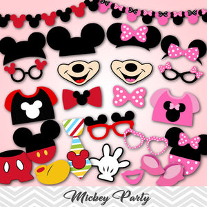 Mickey Photo Booth Props, Pink Minnie Photo Booth Props, 0189