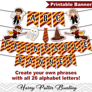 Printable Harry Potter Party Banner, Harry Potter Birthday Party Bunting, Digital Banner/Bunting 00290