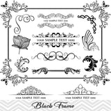 Black Frame Border Clipart, Flourish Swirl Frame Clip Art, Scrapbooking Embellishments Decor 00004