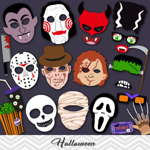 Halloween Photo Booth Props,  Horror Movie Night Photo Booth Props, 0110