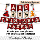Printable Lumberjack Bunting, Digital Woodland Banner, Printable Lumberjack Party Banner,Woodland Birthday Party Bunting, 0289