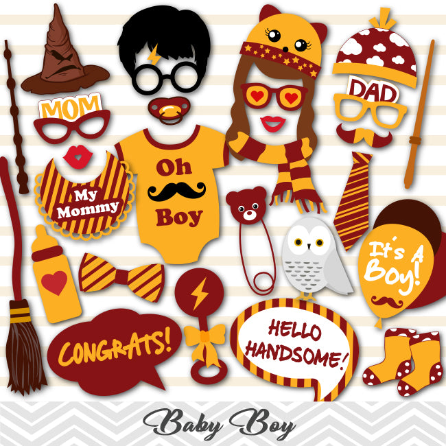 Printable Harry Potter Boy Baby Shower Photo Booth Props – Tracy Digital Design for Free Printable Harry Potter Photo Booth Props
