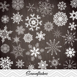 Digital White Snowflake Clip Art, Chalkboard Snowflake Clipart, Christmas Clip Art, 0367
