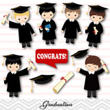 Graduation Boys Clip Art, Boys Graduate Clipart, Preschool Kindergarten Graduation Clipart, 00203