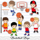 Boys Basketball Digital Clip Art, Sport Boys Basketball Team Clipart, 00259