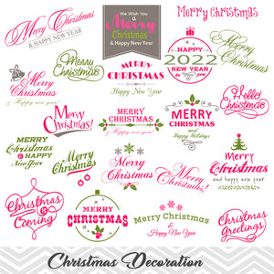Merry Christmas Clipart, Christmas Wording Clip Art, Christmas Photo Overlays, 0422