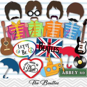 The Beatles Photo Booth Props, Printable Pop Music Party PhotoBooth Props, 0028