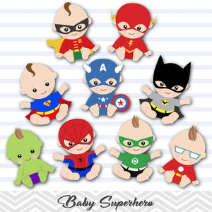 Superhero Baby Boys Clip Art, Baby Boy Superhero Clipart, 00229