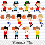Boys Basketball Digital Clip Art, Sport Boys Basketball Team Clipart, 00259