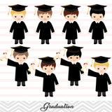 Graduation Boys Clip Art, Boys Graduate Clipart, Preschool Kindergarten Graduation Clipart, 00203
