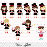 Circus Clip Art, Circus Girls Clipart, Carnival Clipart, 00193