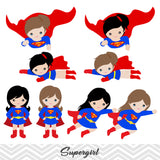 Super Woman Digital Clip Art, Superman Clipart, Supergirl Clipart, 0187