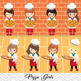 Pizza Party Clip Art, Little Chef Little Girl Pizza Clipart, 00172