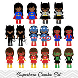 62 African American Superhero Boys and Girls Digital Clipart, African American Superhero Marvel Clip Art 00271