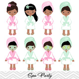 African American Spa Girls Clip Art, African American Girls Spa Party Clipart, 0199