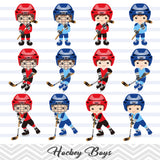 Boys Hockey Digital Clip Art, Sport Boys Hockey Team Clipart, 00251