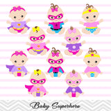 Superhero Baby Girls Clip Art, Baby Girl Superhero Clipart, 00280