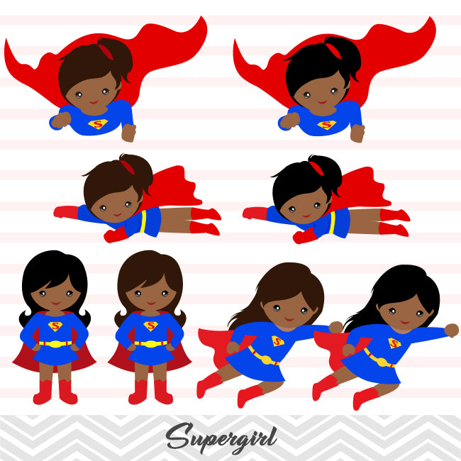 African American Super Woman Digital Clip Art, Superman Clipart – Tracy ...