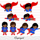 African American Super Woman Digital Clip Art, Superman Clipart, Supergirl Clipart, 0208