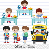 Boys Back to School Clip Art, Boys School Day Clipart, 00243