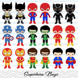 32 Little Boy Superher Digital Clip Art, Boys Superhero Clipart, Avengers Marvel Clip Art, 00265