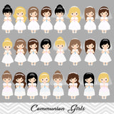 Little Girls First Communion Digital Clip Art, First Communion Girl Clipart, 00189