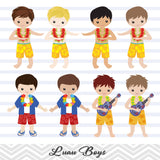Luau Boy Digital Clip Art, Hawaii Tiki Party Clipart, Hula Party Boy Clip Art, 0171