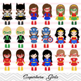 27 Superhero Girls Digital Clip Art, Little Girl Superhero Clipart, Avengers Marvel Clip Art, 00186