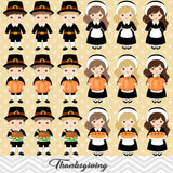 Thanksgiving Digital Clip Art, Girls and Boys Thanksgiving Clipart, 00261