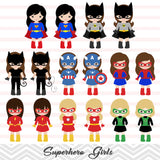 32 Little Girl Superher Digital Clip Art, Girls Superhero Clipart, Avengers Marvel Clip Art, 00264