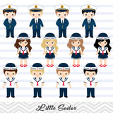 Little Sailor Digital Clip Art, Nautical Party Clipart, 00219