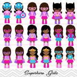 27 African American Superhero Girls Digital Clip Art, Little Girl Superhero Clipart, Avengers Marvel Clip Art, 00267