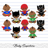 20 African American Superhero Baby Boys Clip Art, Baby Boy Marvel Clipart, 00233