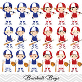 Boys Baseball Digital Clip Art, Sport Boys Baseball Team Clipart, 00254