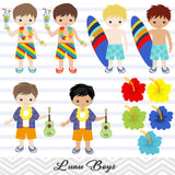 Luau Boy Digital Clip Art, Hawaii Tiki Party Clipart, Hula Party Boy Clip Art, 0171