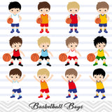 Boys Basketball Digital Clip Art, Sport Boys Basketball Team Clipart, 00259