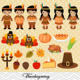 Thanksgiving Digital Clip Art, Girls and Boys Thanksgiving Clipart, 00261