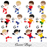 Boys Soccer Digital Clip Art, Sport Boys Soccer Team Clipart, 00256