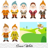 Snow White Clip Art, Seven Dwarves Clipart, Snow White Princess Clipart, 00195
