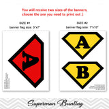 Printable Superman Banner, Digital Superman Bunting, Printable Superhero Party Banner, Superman Birthday Party Bunting 0287