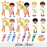 Little Artist Clip Art, Boys Art Party Clipart, Painting Party Clipart, 00166