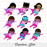 27 African American Superhero Girls Digital Clip Art, Little Girl Superhero Clipart, Avengers Marvel Clip Art, 00267