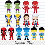 32 Little Boy Superher Digital Clip Art, Boys Superhero Clipart, Avengers Marvel Clip Art, 00265