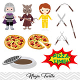Ninja Turtle Clip Art, TMNT Clipart, Ninja Turtle Pizza Party Clipart, 00196