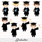 Graduation Boys Clip Art, Boys Graduate Clipart, Preschool Kindergarten Graduation Clipart, 00203