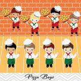 Pizza Party Clip Art, Little Chef Little Boy Pizza Clipart, 00241