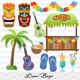 Luau Boy Digital Clip Art, Hawaii Tiki Party Clipart, Hula Party Boy Clip Art, 0171