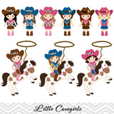 Cowgirls Clip Art, Wild West Clipart, Cute Little Girl Cowboy Clipart, 00183